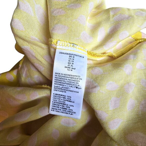 Yellow Sleeveless Maxi Dress With Pink Leaf Print & Elastic Waist Size M jj3742 - Picture 12 of 12
